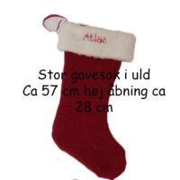 julestrømpe i kogt uld med navn