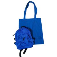 Rygsæk lille royal blue farvet 30*25*12 cm med matchende mulepose med navn