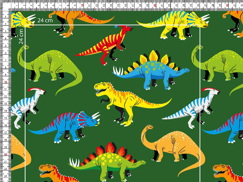 Dinosaurer på grøn baggrund